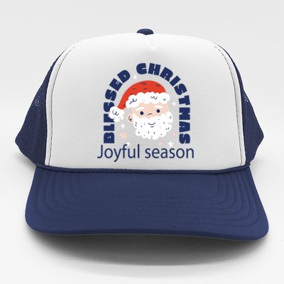 Blessed Christmas Joyful Season Santa Claus Trucker Hat