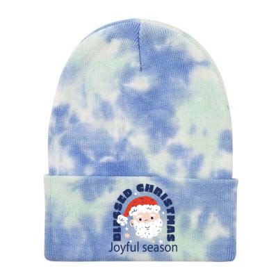 Blessed Christmas Joyful Season Santa Claus Tie Dye 12in Knit Beanie