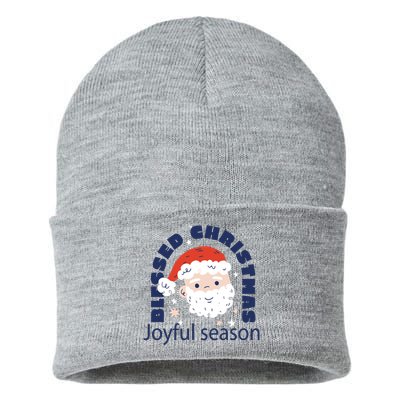 Blessed Christmas Joyful Season Santa Claus Sustainable Knit Beanie