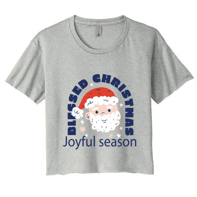 Blessed Christmas Joyful Season Santa Claus Crop Top