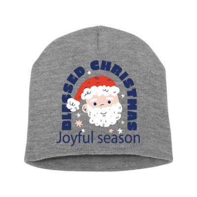 Blessed Christmas Joyful Season Santa Claus Short Acrylic Beanie