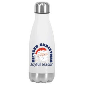 Blessed Christmas Joyful Season Santa Claus Stainless Steel Insulated Water Bottle