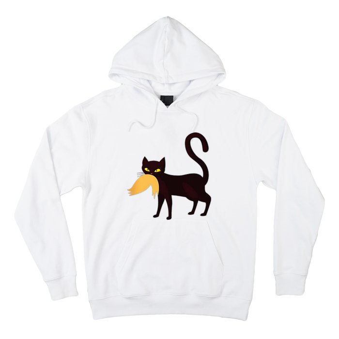 Black Cat Kamala Harris With Trump Hair Sarcastic Anti Trump Hoodie