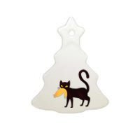 Black Cat Kamala Harris With Trump Hair Sarcastic Anti Trump Ceramic Tree Ornament