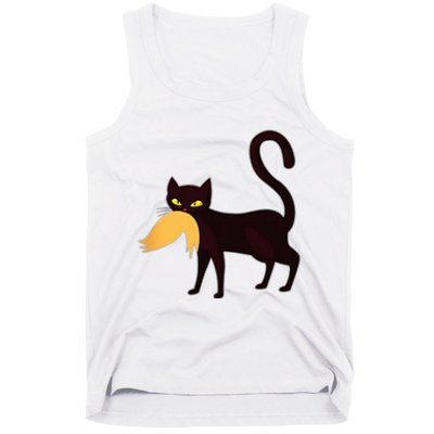 Black Cat Kamala Harris With Trump Hair Sarcastic Anti Trump Tank Top