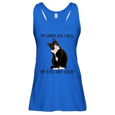 Black Cat Kitten I'm Sorry Did I Roll My Eyes Out Loud Funny Gift Ladies Essential Flowy Tank