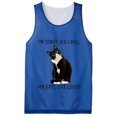 Black Cat Kitten I'm Sorry Did I Roll My Eyes Out Loud Funny Gift Mesh Reversible Basketball Jersey Tank