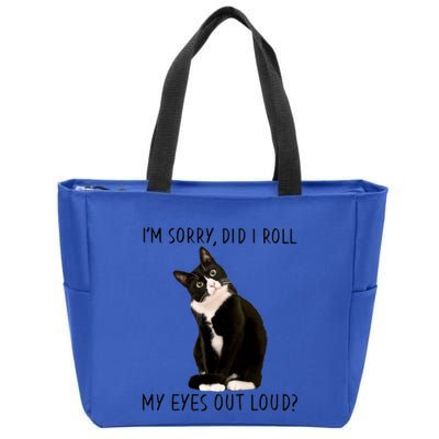 Black Cat Kitten I'm Sorry Did I Roll My Eyes Out Loud Funny Gift Zip Tote Bag
