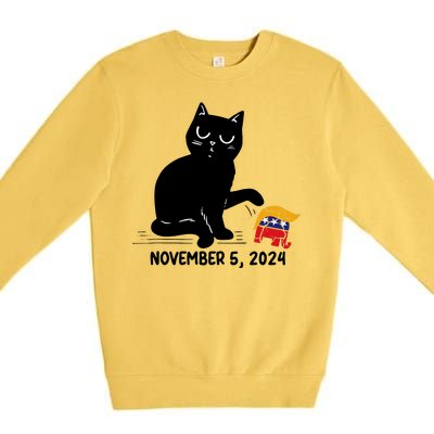 Black Cat Knock Over Trump Elephant Hair 2024 November 5th Premium Crewneck Sweatshirt