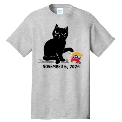 Black Cat Knock Over Trump Elephant Hair 2024 November 5th Tall T-Shirt