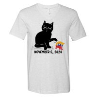 Black Cat Knock Over Trump Elephant Hair 2024 November 5th V-Neck T-Shirt