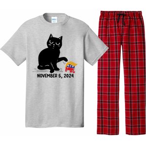 Black Cat Knock Over Trump Elephant Hair 2024 November 5th Pajama Set