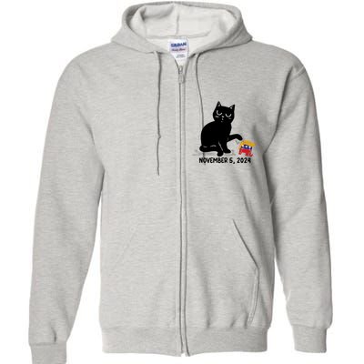 Black Cat Knock Over Trump Elephant Hair 2024 November 5th Full Zip Hoodie