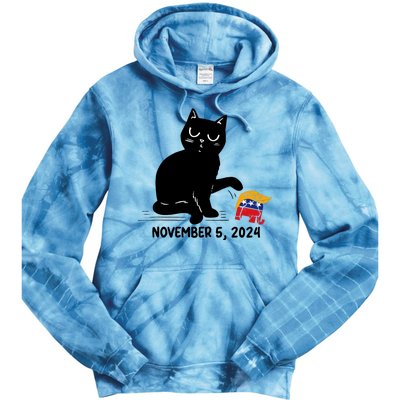 Black Cat Knock Over Trump Elephant Hair 2024 November 5th Tie Dye Hoodie