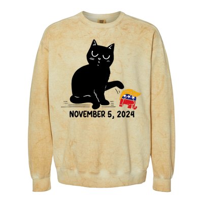 Black Cat Knock Over Trump Elephant Hair 2024 November 5th Colorblast Crewneck Sweatshirt