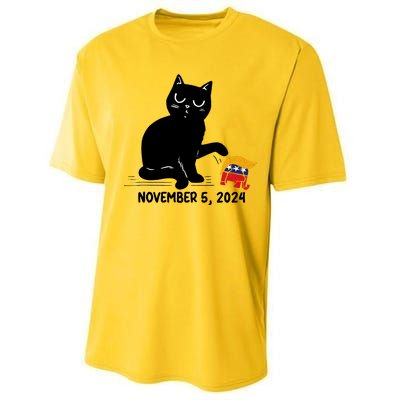 Black Cat Knock Over Trump Elephant Hair 2024 November 5th Performance Sprint T-Shirt