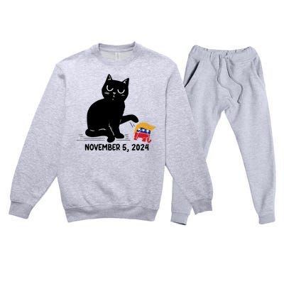 Black Cat Knock Over Trump Elephant Hair 2024 November 5th Premium Crewneck Sweatsuit Set