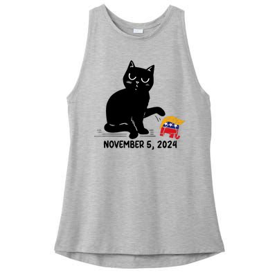 Black Cat Knock Over Trump Elephant Hair 2024 November 5th Ladies PosiCharge Tri-Blend Wicking Tank