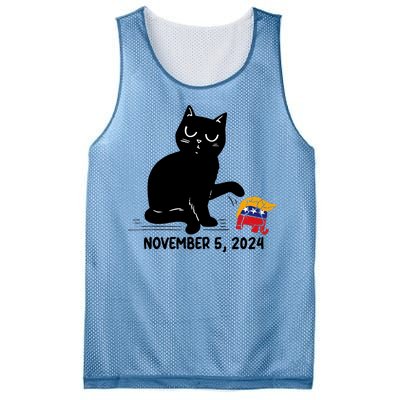 Black Cat Knock Over Trump Elephant Hair 2024 November 5th Mesh Reversible Basketball Jersey Tank