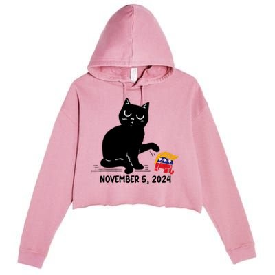 Black Cat Knock Over Trump Elephant Hair 2024 November 5th Crop Fleece Hoodie