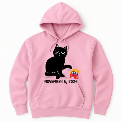 Black Cat Knock Over Trump Elephant Hair 2024 November 5th Hoodie