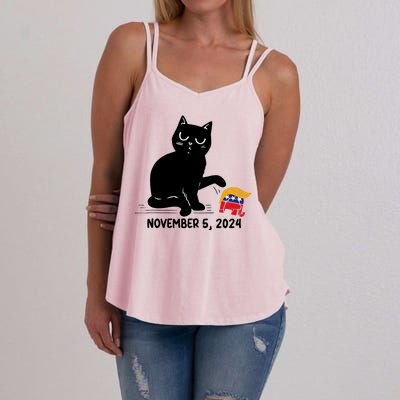 Black Cat Knock Over Trump Elephant Hair 2024 November 5th Women's Strappy Tank