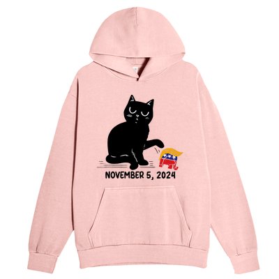 Black Cat Knock Over Trump Elephant Hair 2024 November 5th Urban Pullover Hoodie