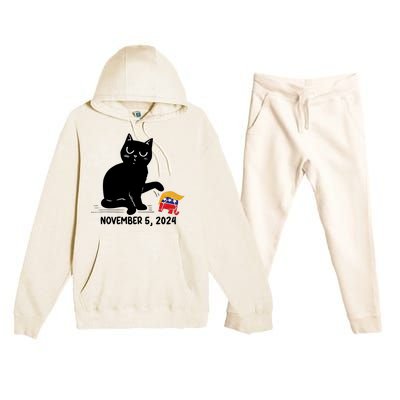 Black Cat Knock Over Trump Elephant Hair 2024 November 5th Premium Hooded Sweatsuit Set