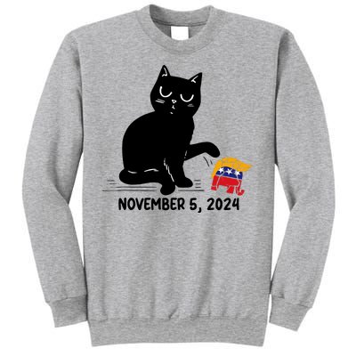 Black Cat Knock Over Trump Elephant Hair 2024 November 5th Sweatshirt