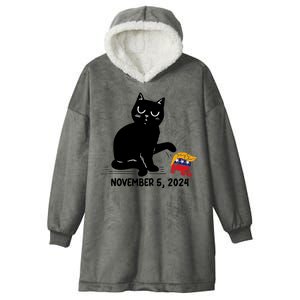 Black Cat Knock Over Trump Elephant Hair 2024 November 5th Hooded Wearable Blanket