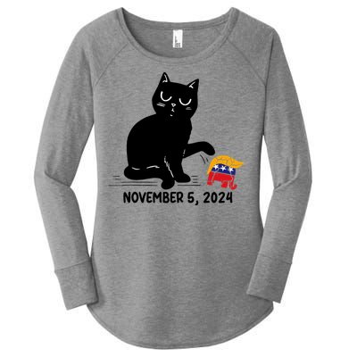 Black Cat Knock Over Trump Elephant Hair 2024 November 5th Women's Perfect Tri Tunic Long Sleeve Shirt