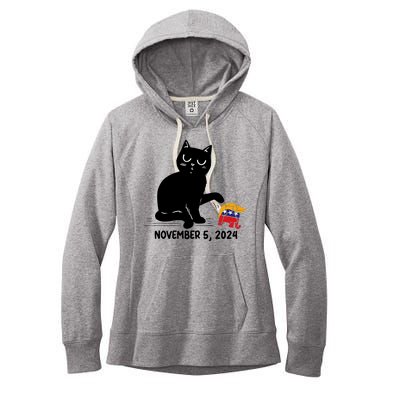 Black Cat Knock Over Trump Elephant Hair 2024 November 5th Women's Fleece Hoodie