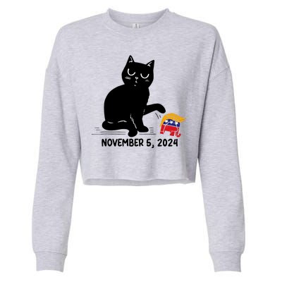 Black Cat Knock Over Trump Elephant Hair 2024 November 5th Cropped Pullover Crew