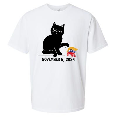 Black Cat Knock Over Trump Elephant Hair 2024 November 5th Sueded Cloud Jersey T-Shirt