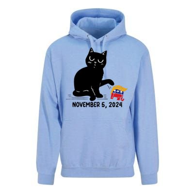 Black Cat Knock Over Trump Elephant Hair 2024 November 5th Unisex Surf Hoodie