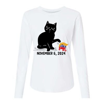 Black Cat Knock Over Trump Elephant Hair 2024 November 5th Womens Cotton Relaxed Long Sleeve T-Shirt