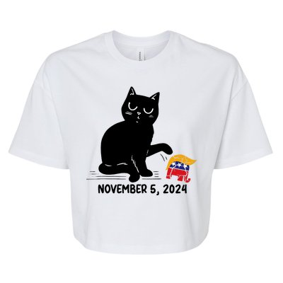 Black Cat Knock Over Trump Elephant Hair 2024 November 5th Bella+Canvas Jersey Crop Tee