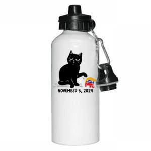 Black Cat Knock Over Trump Elephant Hair 2024 November 5th Aluminum Water Bottle 