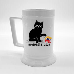 Black Cat Knock Over Trump Elephant Hair 2024 November 5th Beer Stein