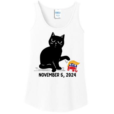 Black Cat Knock Over Trump Elephant Hair 2024 November 5th Ladies Essential Tank