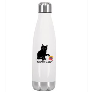 Black Cat Knock Over Trump Elephant Hair 2024 November 5th Stainless Steel Insulated Water Bottle