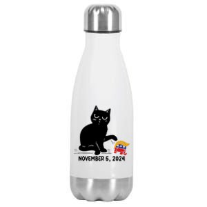 Black Cat Knock Over Trump Elephant Hair 2024 November 5th Stainless Steel Insulated Water Bottle