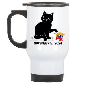 Black Cat Knock Over Trump Elephant Hair 2024 November 5th Stainless Steel Travel Mug