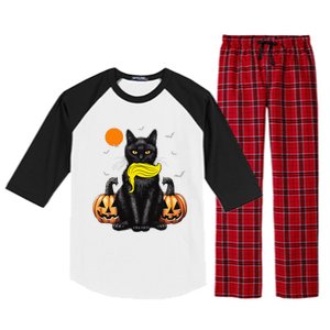 Black Cat Kamala Harris Halloween Trump Hair Sarcastic Raglan Sleeve Pajama Set