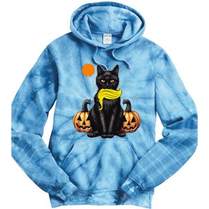 Black Cat Kamala Harris Halloween Trump Hair Sarcastic Tie Dye Hoodie