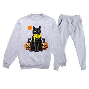 Black Cat Kamala Harris Halloween Trump Hair Sarcastic Premium Crewneck Sweatsuit Set