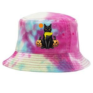 Black Cat Kamala Harris Halloween Trump Hair Sarcastic Tie-Dyed Bucket Hat