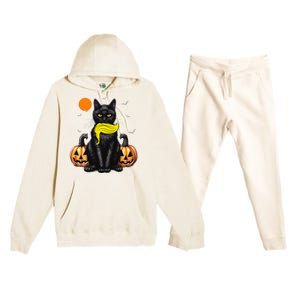 Black Cat Kamala Harris Halloween Trump Hair Sarcastic Premium Hooded Sweatsuit Set