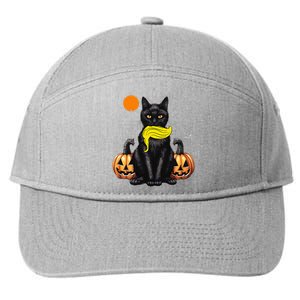 Black Cat Kamala Harris Halloween Trump Hair Sarcastic 7-Panel Snapback Hat