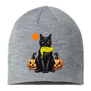 Black Cat Kamala Harris Halloween Trump Hair Sarcastic Sustainable Beanie